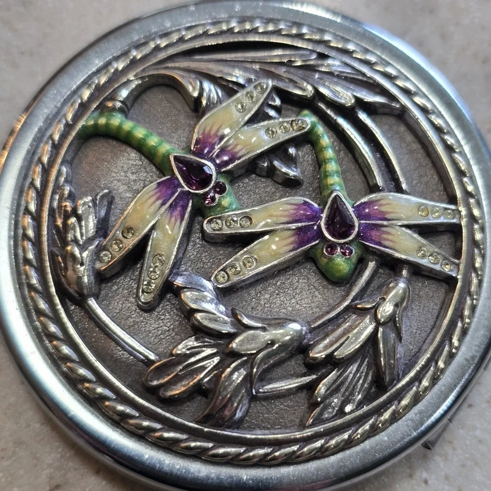 Brighton Compact Mirror Dragonfly and Dragonfly Monet Trinket Enamel Rhineston